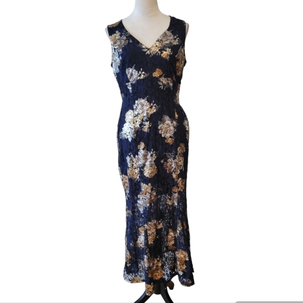 En Focus Studio Black‎ Sleeveless Lace Maxi Dress Size 6